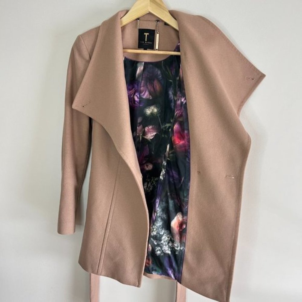 Ted Baker Rytaa Light Pink Short Belted Wool Pea Coat sz 3 - Picture 11 of 11